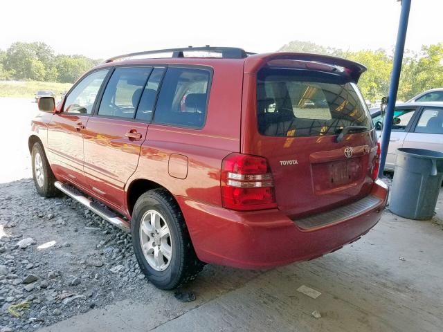 JTEGD21A130063713 - 2003 TOYOTA HIGHLANDER BURGUNDY photo 3