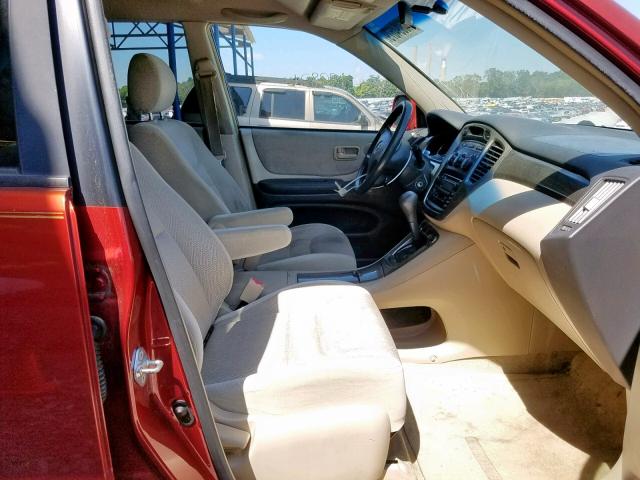 JTEGD21A130063713 - 2003 TOYOTA HIGHLANDER BURGUNDY photo 5