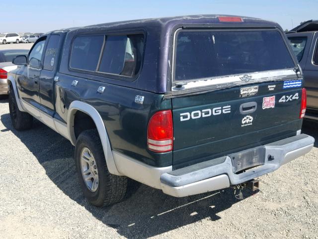 1B7GG42X42S520446 - 2002 DODGE DAKOTA SLT GREEN photo 3