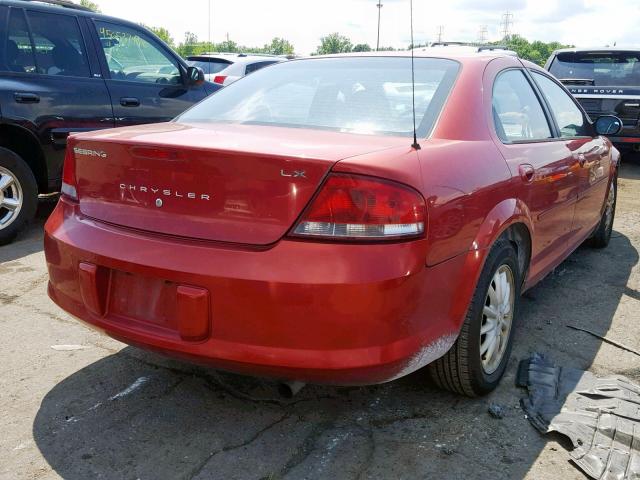 1C3EL46X52N342949 - 2002 CHRYSLER SEBRING LX RED photo 4