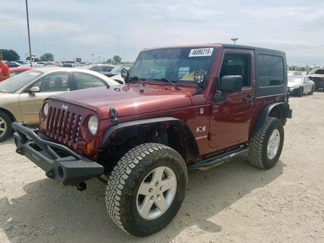 1J4FA24197L196576 - 2007 JEEP WRANGLER X BURGUNDY photo 2