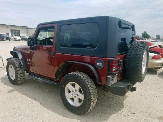 1J4FA24197L196576 - 2007 JEEP WRANGLER X BURGUNDY photo 3