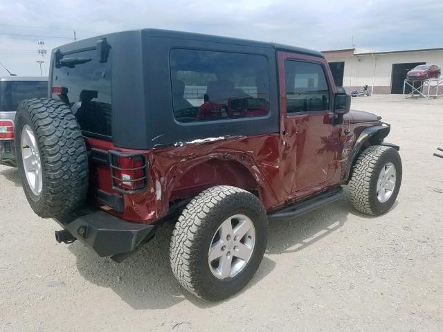 1J4FA24197L196576 - 2007 JEEP WRANGLER X BURGUNDY photo 4