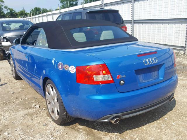 WUARL48H75K900439 - 2005 AUDI S4 QUATTRO BLUE photo 3