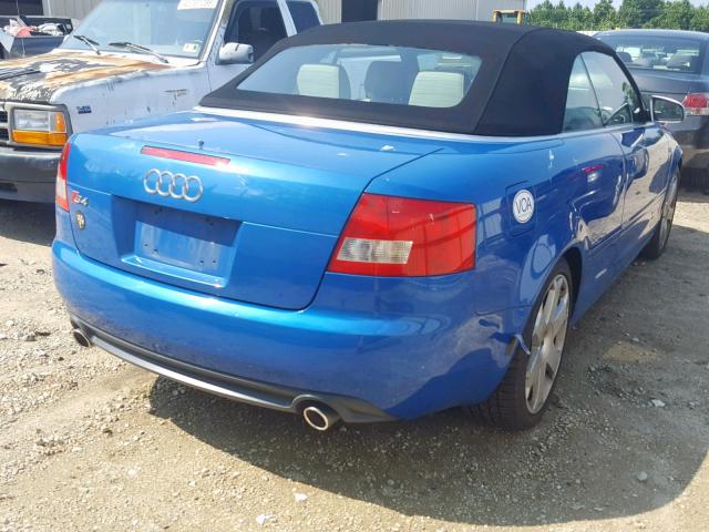 WUARL48H75K900439 - 2005 AUDI S4 QUATTRO BLUE photo 4