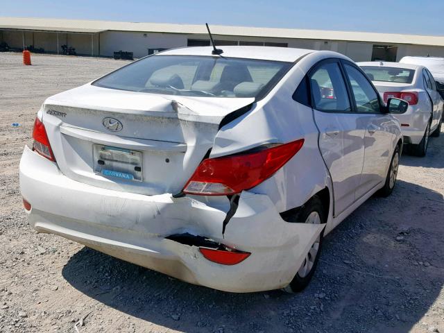 KMHCT4AE3GU001115 - 2016 HYUNDAI ACCENT SE WHITE photo 4