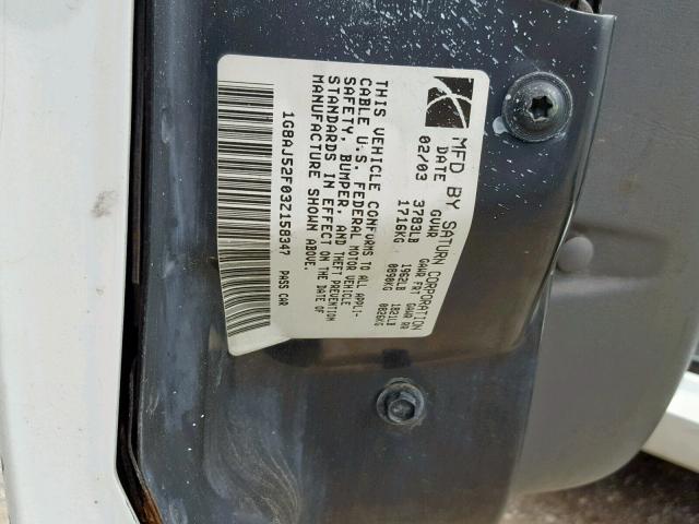 1G8AJ52F03Z158347 - 2003 SATURN ION LEVEL WHITE photo 10