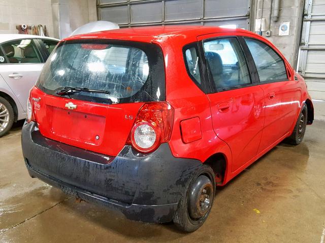 KL1TD66E29B632997 - 2009 CHEVROLET AVEO LS RED photo 4