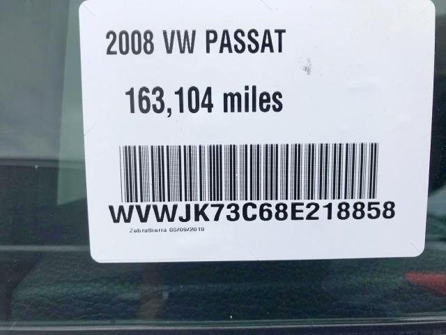 WVWJK73C68E218858 - 2008 VOLKSWAGEN PASSAT TUR BLACK photo 10