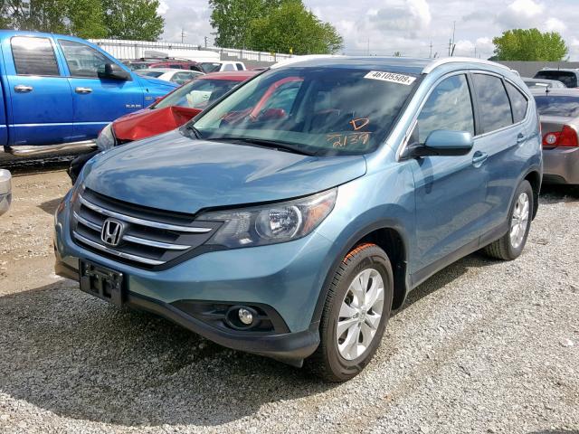 5J6RM4H77EL102139 - 2014 HONDA CR-V EXL BLUE photo 2