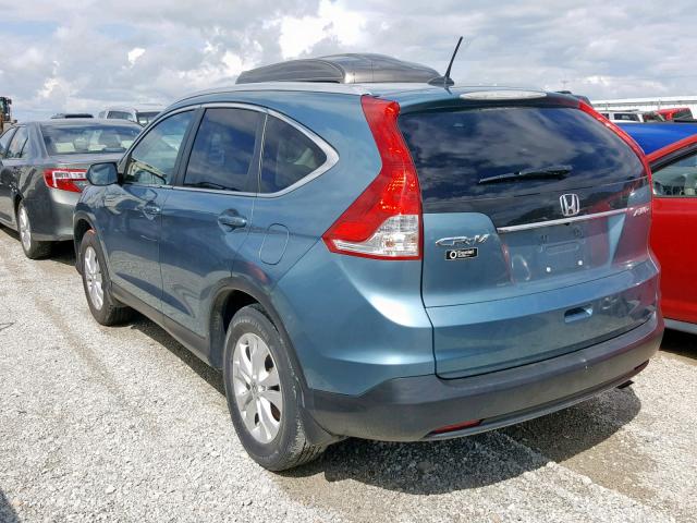 5J6RM4H77EL102139 - 2014 HONDA CR-V EXL BLUE photo 3