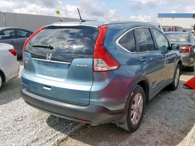 5J6RM4H77EL102139 - 2014 HONDA CR-V EXL BLUE photo 4