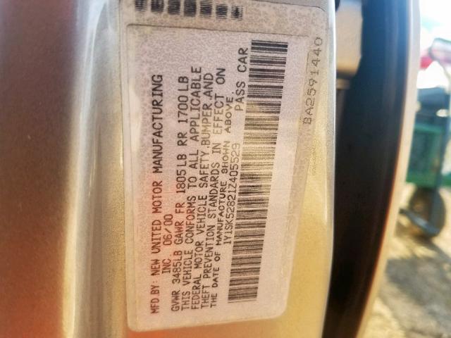 1Y1SK52821Z405529 - 2001 CHEVROLET GEO PRIZM 银色 照片 10