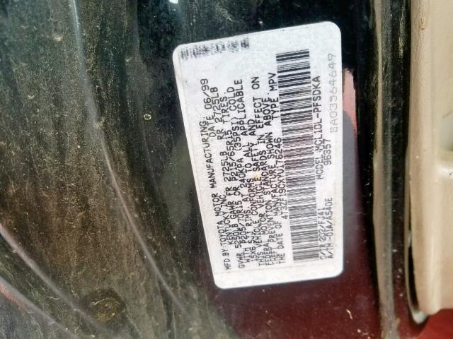 4T3ZF19CXYU176246 - 2000 TOYOTA SIENNA CE BLACK photo 10