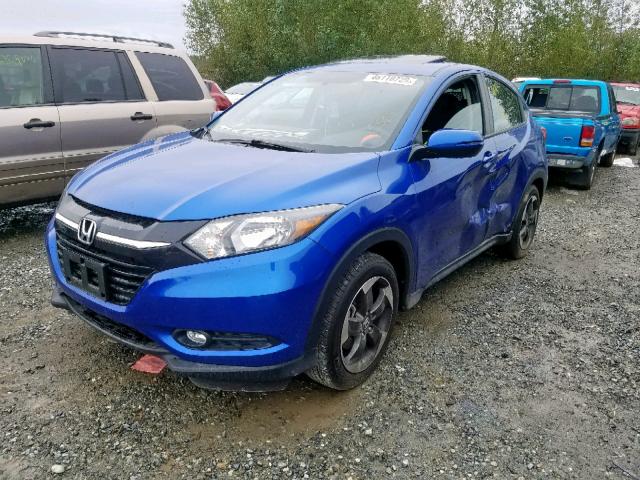 3CZRU6H52JM715563 - 2018 HONDA HR-V EX BLUE photo 2