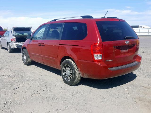 KNDMG4C70C6497517 - 2012 KIA SEDONA LX RED photo 3