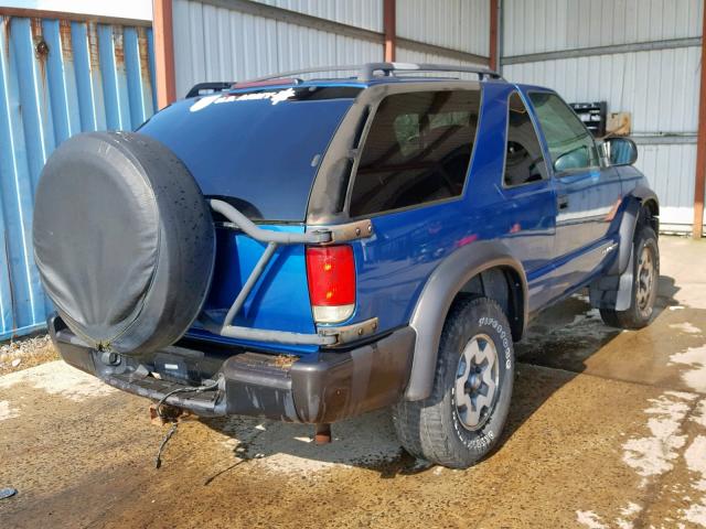 1GNCT18W11K220893 - 2001 CHEVROLET BLAZER BLUE photo 4