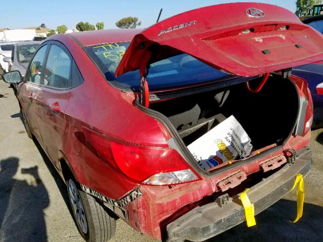 KMHCT4AEXHU205430 - 2017 HYUNDAI ACCENT SE RED photo 3