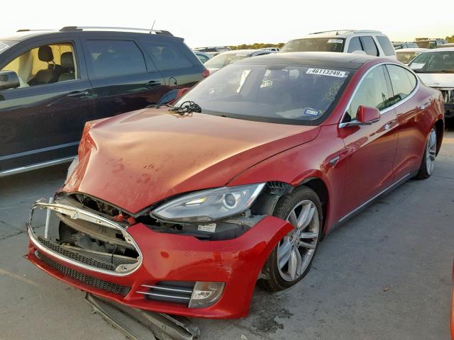 5YJSA1H17EFP39710 - 2014 TESLA MODEL S أحمر صورة 2