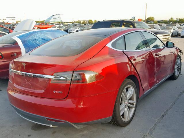 5YJSA1H17EFP39710 - 2014 TESLA MODEL S أحمر صورة 4
