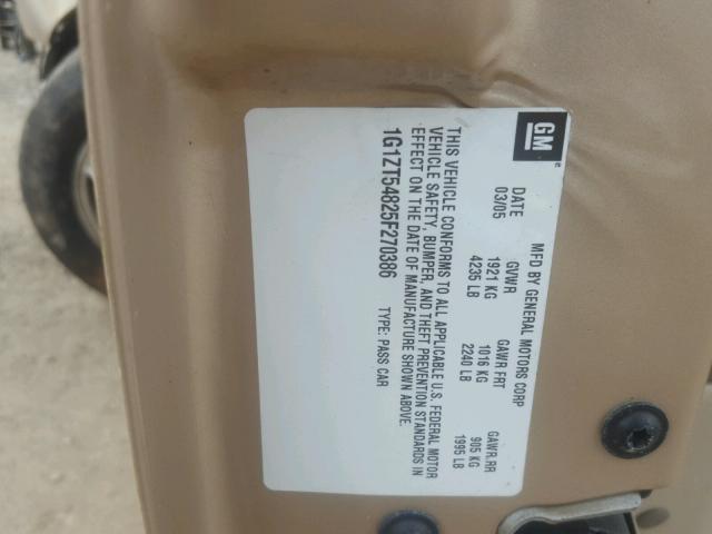 1G1ZT54825F270386 - 2005 CHEVROLET MALIBU LS 棕色 照片 10