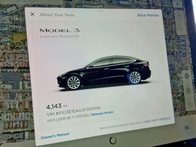 5YJ3E1EA0JF053595 - 2018 TESLA MODEL 3 BLACK photo 8