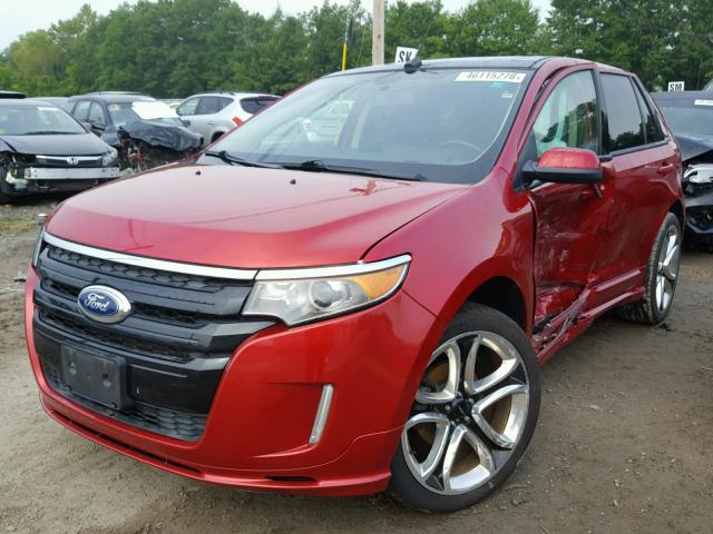 2FMDK4AK2BBB01668 - 2011 FORD EDGE SPORT RED photo 2