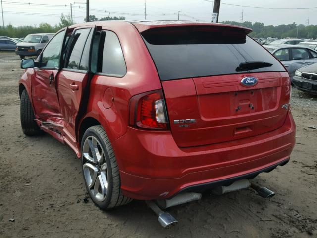 2FMDK4AK2BBB01668 - 2011 FORD EDGE SPORT RED photo 3