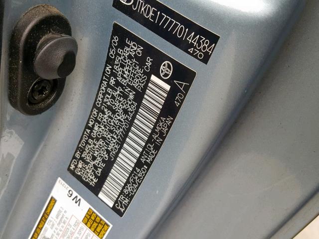 JTKDE177770144384 - 2007 TOYOTA SCION TC ლურჯი ფოტო 10