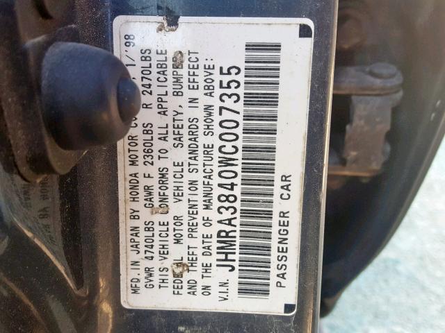 JHMRA3840WC007355 - 1998 HONDA ODYSSEY LX BLUE photo 10