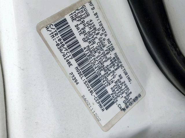 4T1BG12K4TU832412 - 1996 TOYOTA CAMRY DX WHITE photo 10