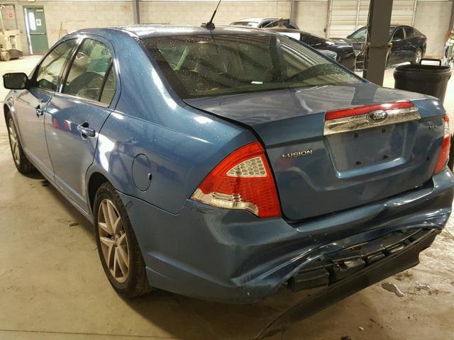 3FAHP0JA5AR371233 - 2010 FORD FUSION SEL BLUE photo 3