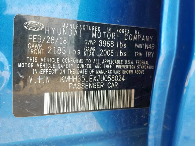 KMHH35LEXJU058024 - 2018 HYUNDAI ELANTRA GT BLUE photo 10