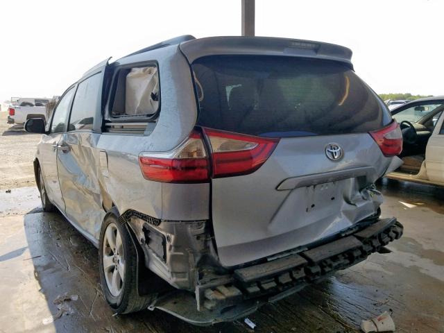 5TDKK3DC7FS620830 - 2015 TOYOTA SIENNA LE SILVER photo 3