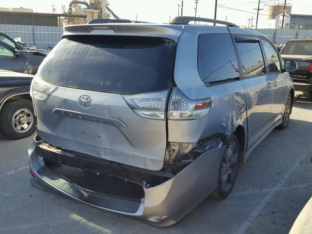 5TDXK3DC5GS725213 - 2016 TOYOTA SIENNA SE SILVER photo 4