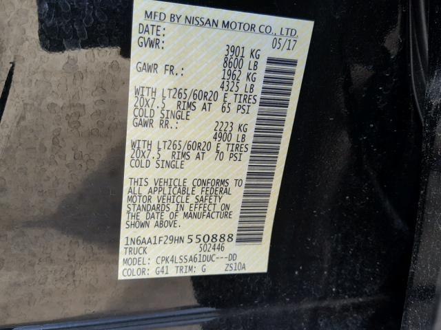 1N6AA1F29HN550888 - 2017 NISSAN TITAN XD S BLACK photo 10