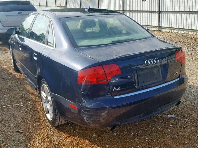 WAUAF78E58A143766 - 2008 AUDI A4 2.0T BLUE photo 3