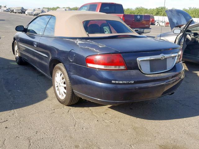 1C3EL45U81N637162 - 2001 CHRYSLER SEBRING LX BLUE photo 3