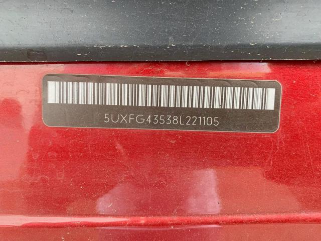 5UXFG43538L221105 - 2008 BMW X6 XDRIVE3 RED photo 10