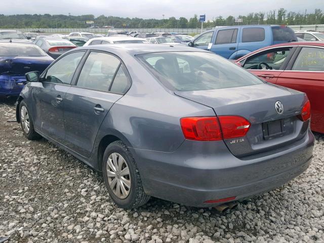 3VW2K7AJ0DM390603 - 2013 VOLKSWAGEN JETTA BASE GRAY photo 3