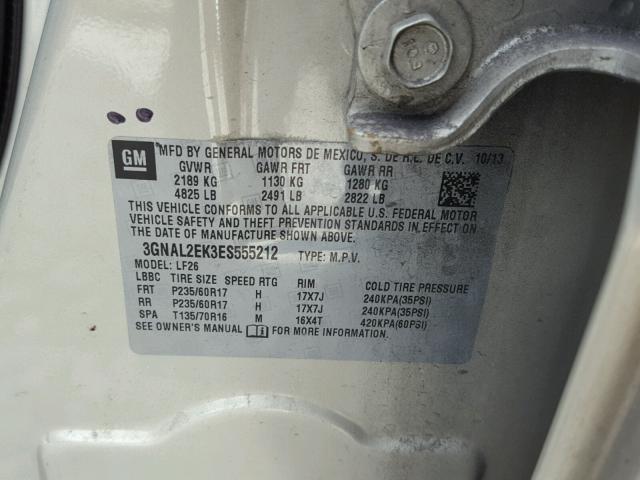 3GNAL2EK3ES555212 - 2014 CHEVROLET CAPTIVA LS 金色 照片 10