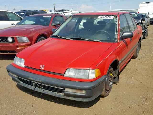 1HGED3646ML043138 - 1991 HONDA CIVIC DX RED photo 2