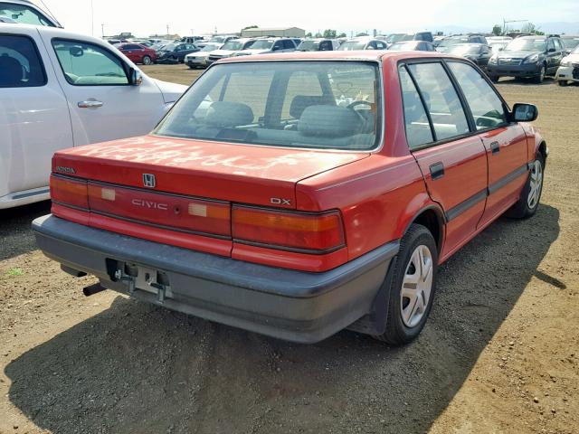 1HGED3646ML043138 - 1991 HONDA CIVIC DX RED photo 4