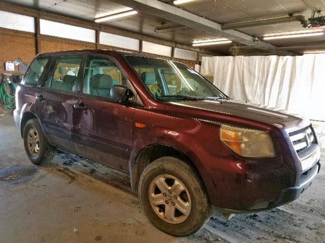 5FNYF18107B026355 - 2007 HONDA PILOT LX BURGUNDY photo 1