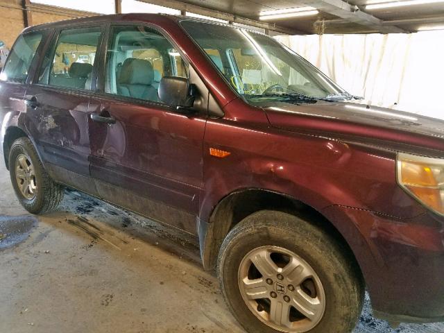 5FNYF18107B026355 - 2007 HONDA PILOT LX BURGUNDY photo 9