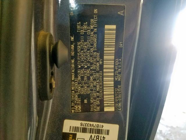 5TDZA23C36S484564 - 2006 TOYOTA SIENNA BLUE photo 10