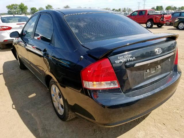 KNAFE221695630809 - 2009 KIA SPECTRA EX BLACK photo 3