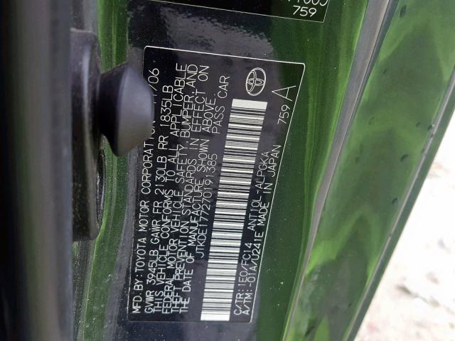 JTKDE177270191385 - 2007 TOYOTA SCION TC გრაფიტი ფოტო 10