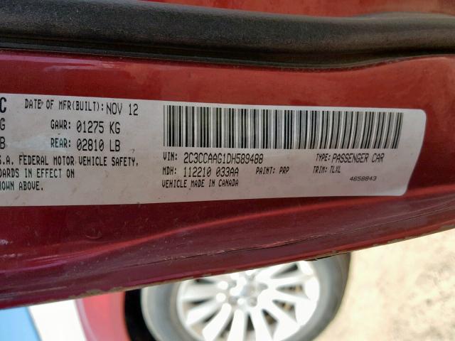 2C3CCAAG1DH589488 - 2013 CHRYSLER 300 RED photo 10