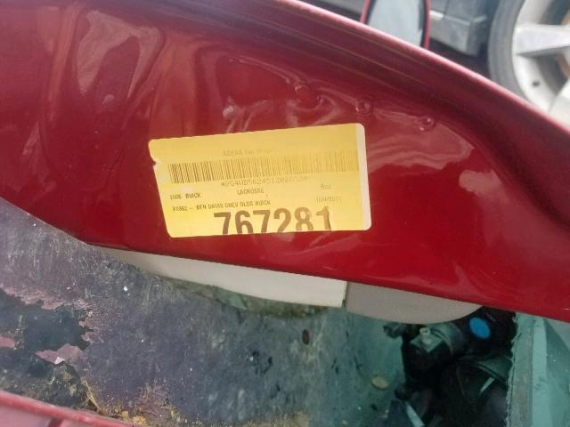 2G4WD562451202853 - 2005 BUICK LACROSSE C RED photo 10